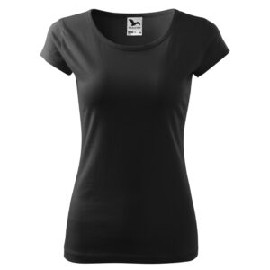 Női rövid ujjú póló, fekete, 150 g/m²
