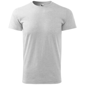 Férfi környakas póló, világosszürke melírozott, 160 g/m²