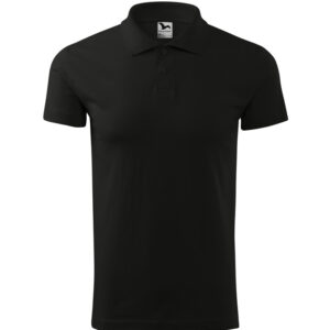 Férfi galléros póló, fekete, 180 g/m²