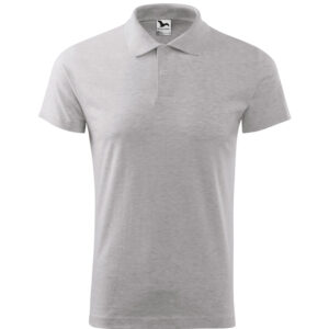 Férfi galléros póló, világosszürke melírozott, 180 g/m²
