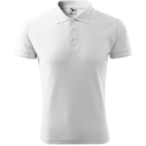 Férfi galléros pique póló, fehér, 200 g/m²
